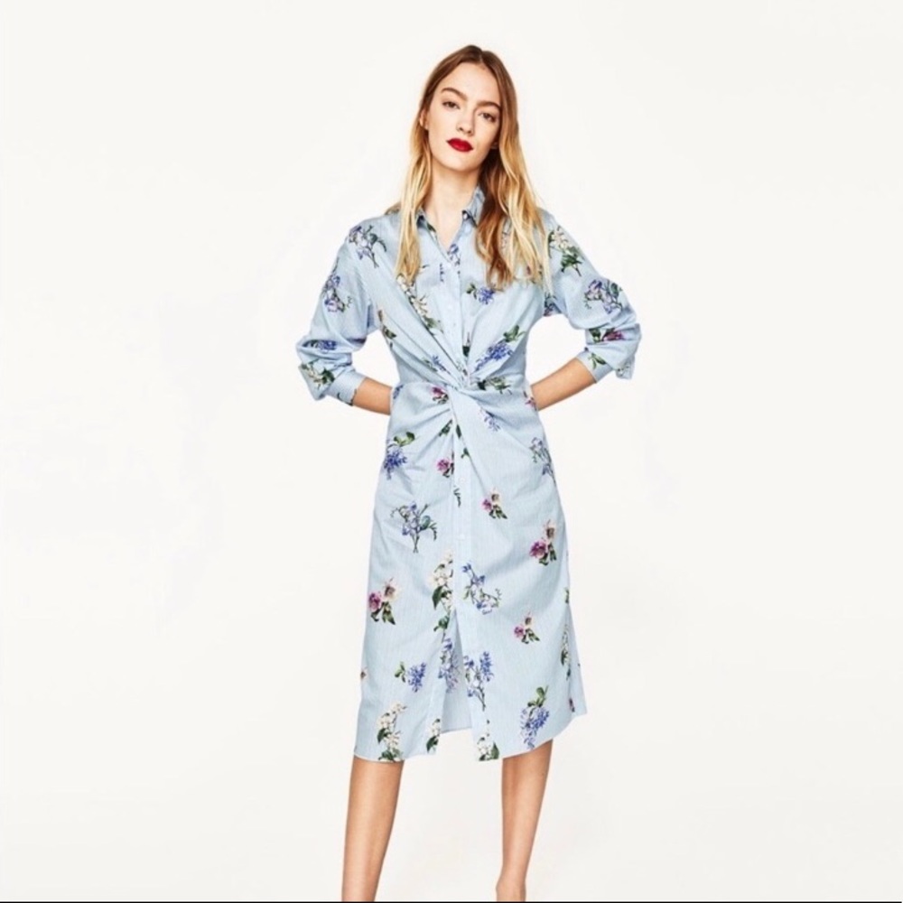 NWT Zara Twist-Front Midi Dress